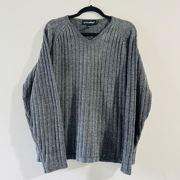 Quick Reflex Grey Medium V Neck Sweater Cotton Acrylic - Picture 2 of 11